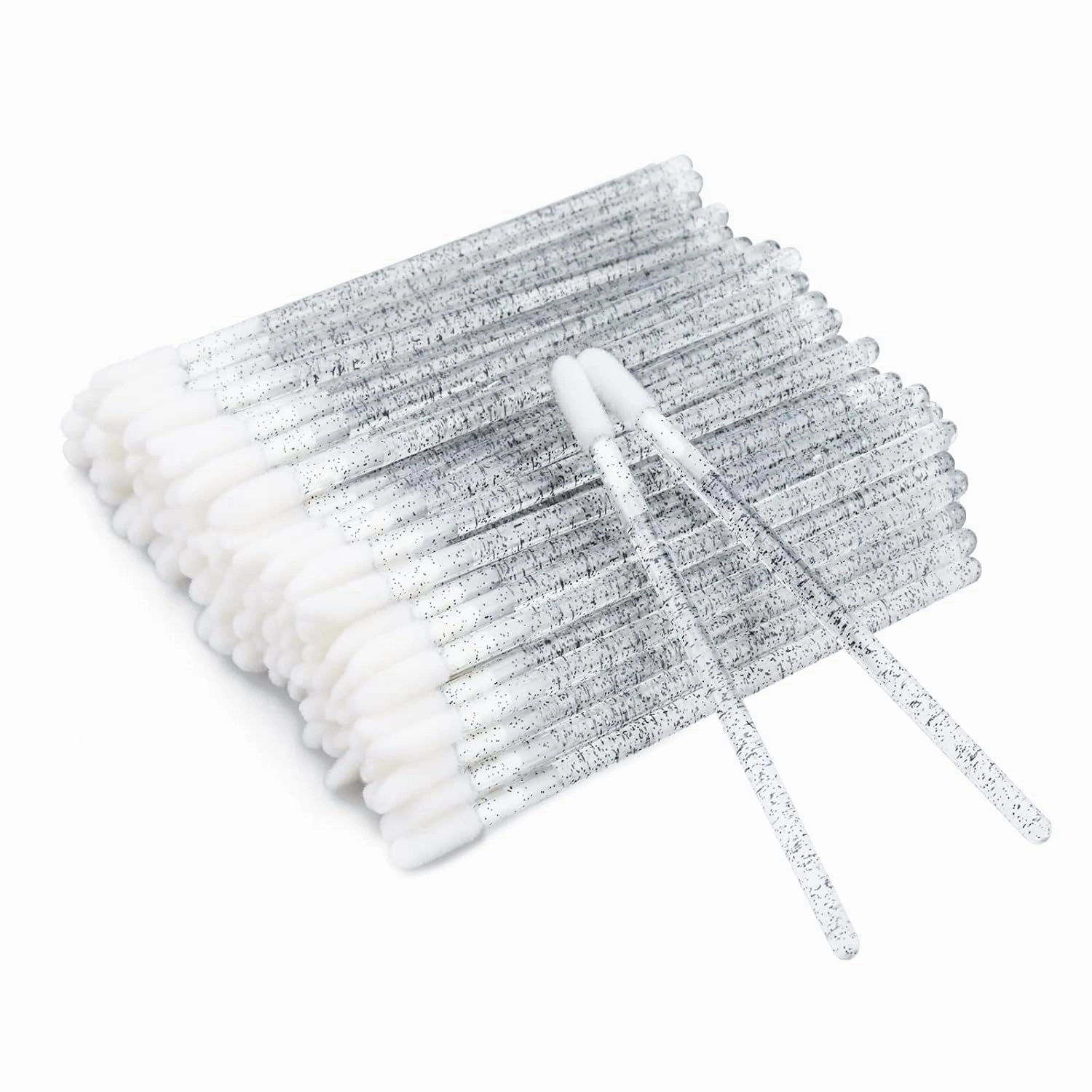 100PCS Glitter Crystal Lip Brush, Disposable Lip Brushes, Lip Gloss Applicators,Lip Gloss Wands Applicator Perfect Makeup Tool Kits (Pink)