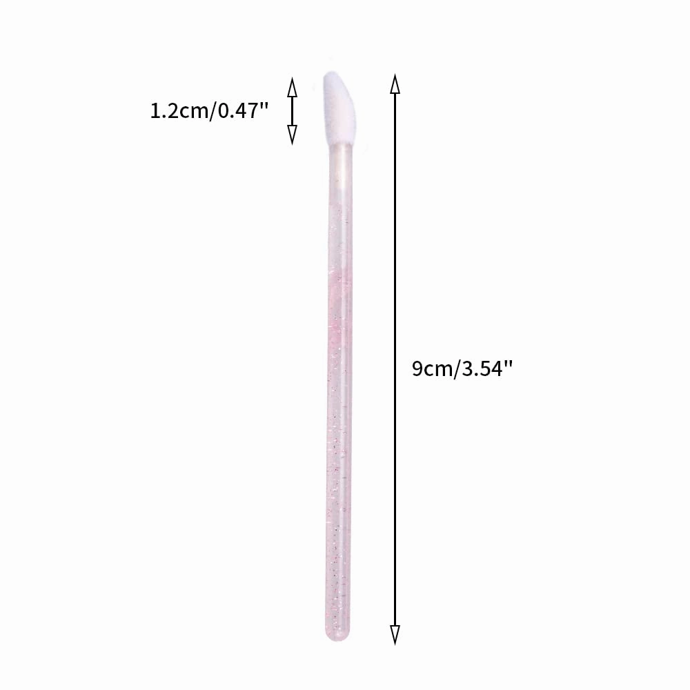 100PCS Glitter Crystal Lip Brush, Disposable Lip Brushes, Lip Gloss Applicators,Lip Gloss Wands Applicator Perfect Makeup Tool Kits (Pink)