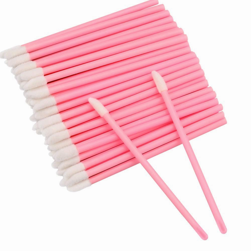 100PCS Glitter Crystal Lip Brush, Disposable Lip Brushes, Lip Gloss Applicators,Lip Gloss Wands Applicator Perfect Makeup Tool Kits (Pink)