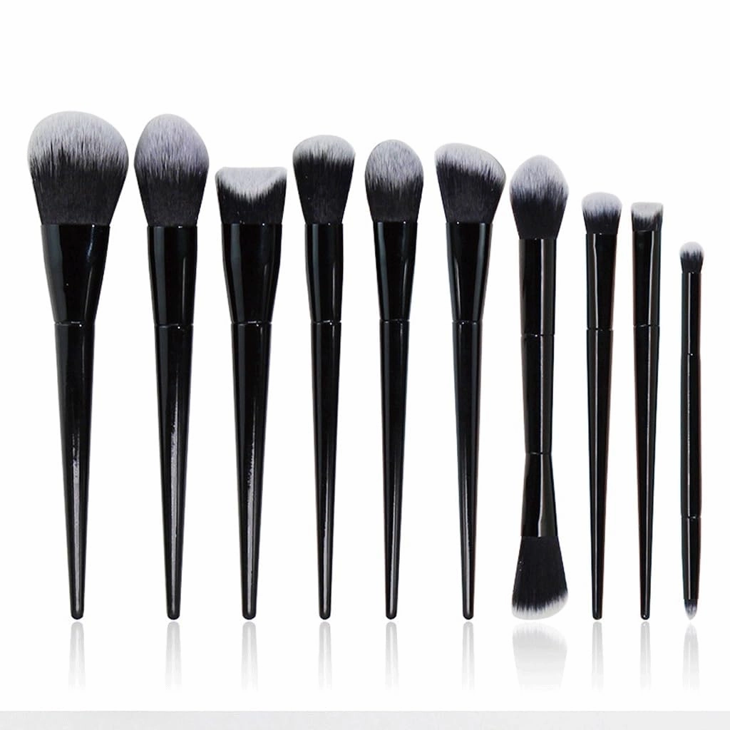 10 Pieces Of Makeup Brush Set, Full Set Of Black Powder Eye Shadow Brush Beauty Tools