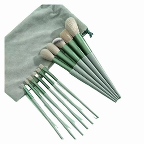 13 PCS Colorful Makeup Brush Set Eye Shadow Foundation Women's Makeup Brushes Eye Shadow Blush Beauty Soft Makeup Toolkit(Green with bag)
