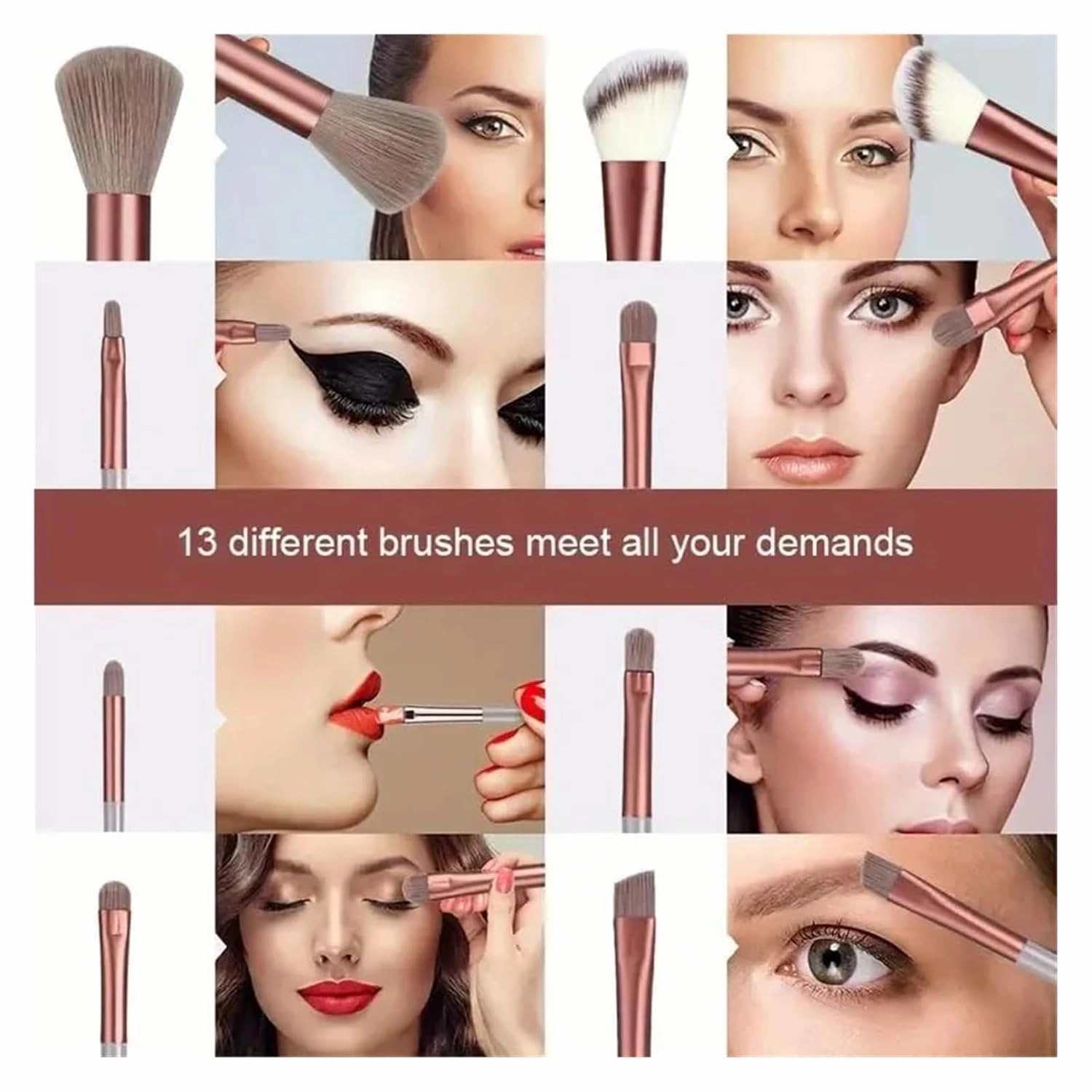 13 PCS Colorful Makeup Brush Set Eye Shadow Foundation Women's Makeup Brushes Eye Shadow Blush Beauty Soft Makeup Toolkit(Green with bag)