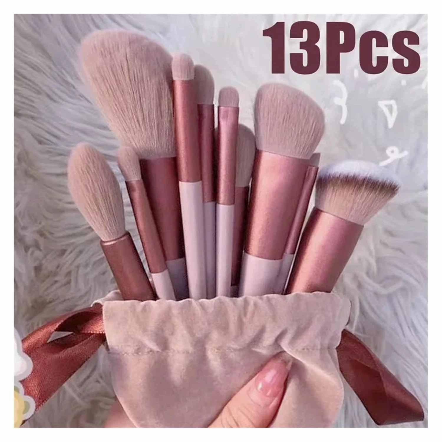 13 PCS Colorful Makeup Brush Set Eye Shadow Foundation Women's Makeup Brushes Eye Shadow Blush Beauty Soft Makeup Toolkit(Green with bag)