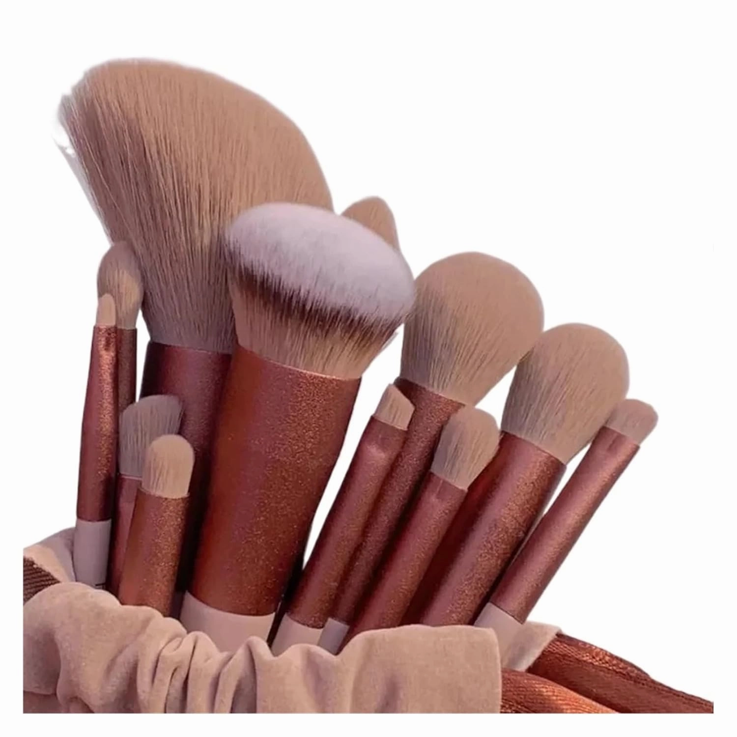 13 PCS Makeup Brushes Set Eye Shadow Foundation Women Cosmetic Brush Eyeshadow Blush Beauty Soft Make Up Tools Bag(Yellow with bag)