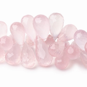 13x9-21x11mm Rose Quartz Faceted Tear Drop Beads 8 inch 54 pieces