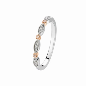 18Ct White And Rose Gold Diamond Dress Ring With Blush Pink Diamonds