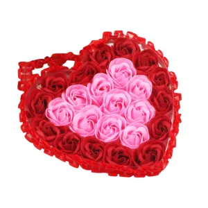 24 Pcs Blush/Rose Gold Scented Rose Soap Party Favors with Gift Box and Ribbon，Rose Petal Bath Soap，Love Rose Accompanied Hand Salute