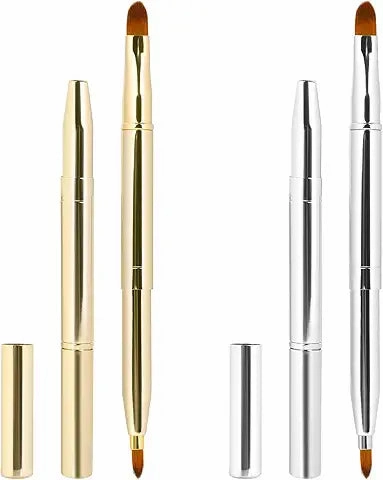 2 Pack Retractable Lip Brush for Lipstick Lip Gloss Double-Ended Lip Makeup Brushes with Cap Lipstick Brush Applicator Travel
