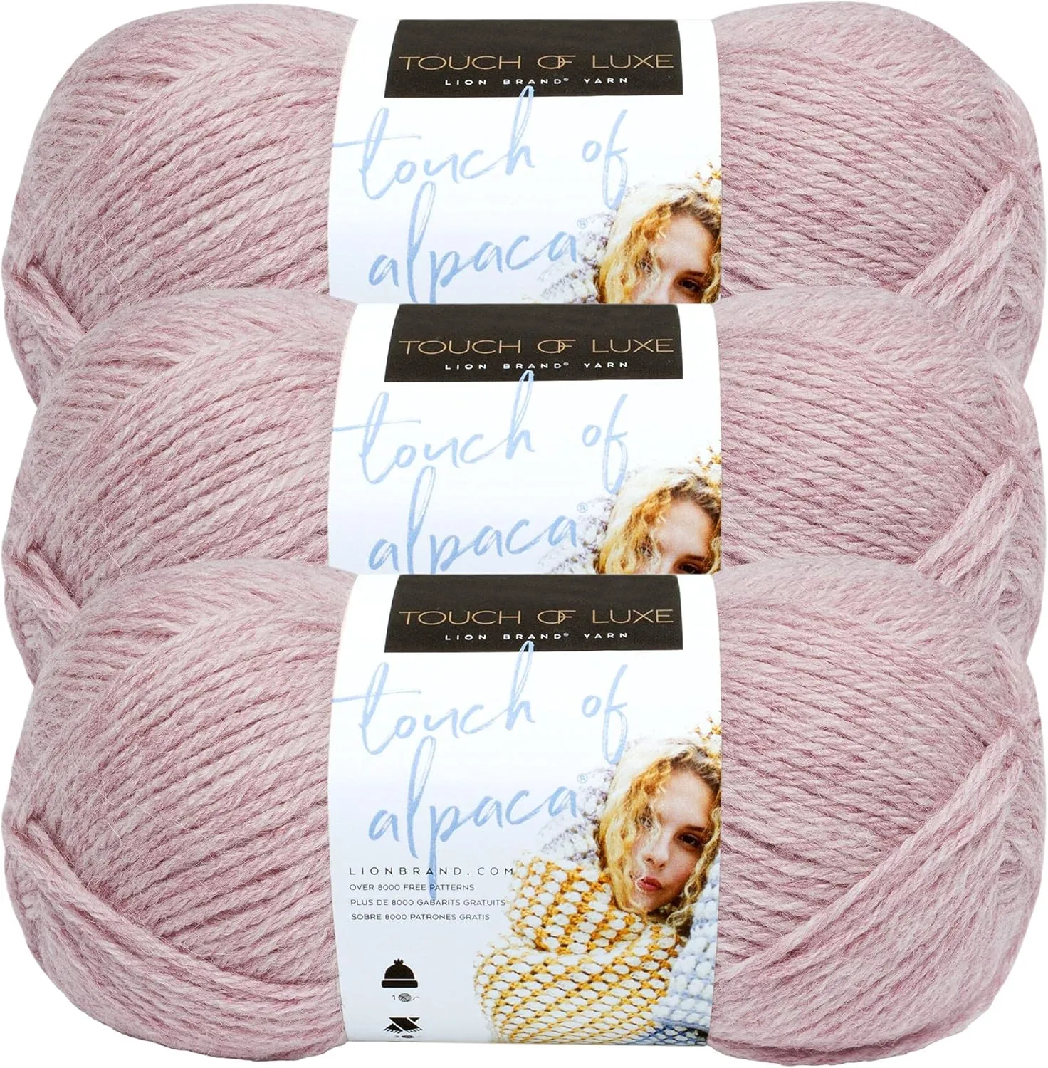 (3 Pack) Lion Brand Yarn Touch of Alpaca Yarn, Blush