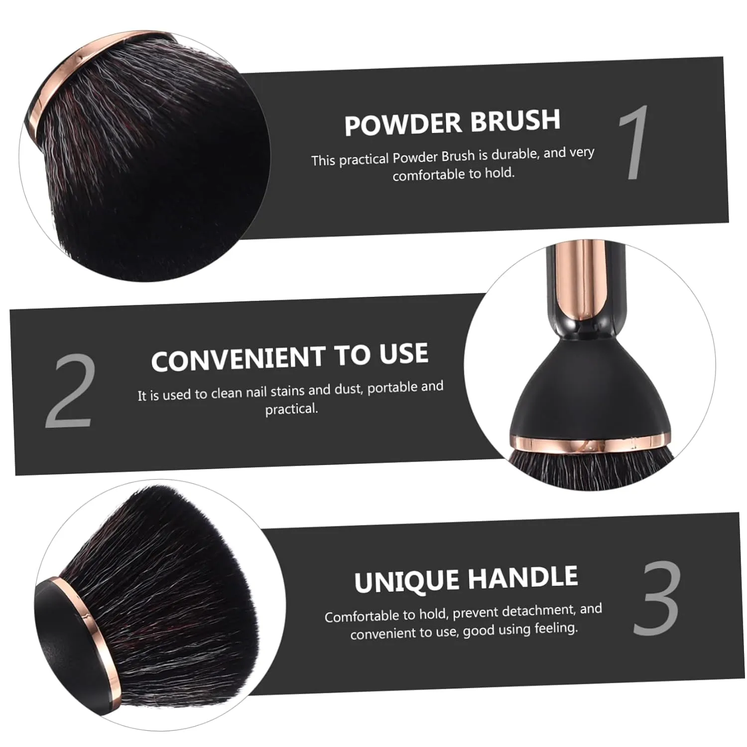 3pcs Household Powder Brush for Makeup Nail Dust Removal Ergonomic Handle Fluffy Soft Bristles Lightweight Cosmetic Tool for Loose Powder Application