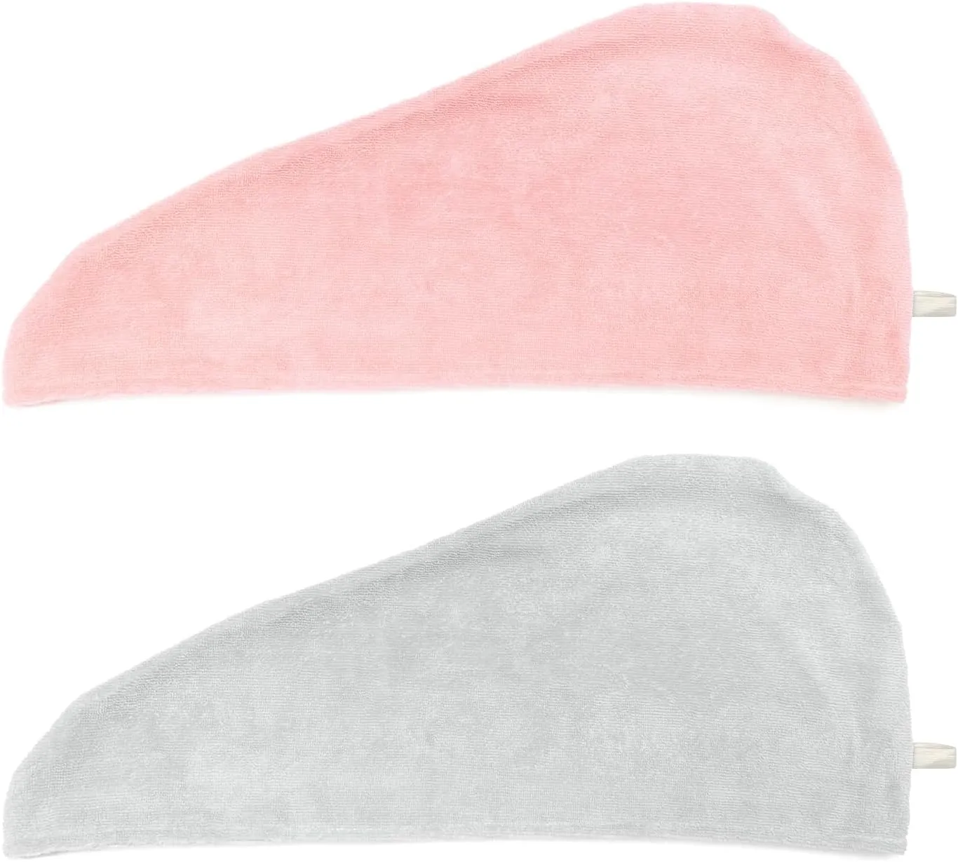 4 Pack Microfiber Hair Wrap Towels, Drying Turbans for Wet Hair, Dry Towel for Women Anti Frizz, Light Grey/Blush