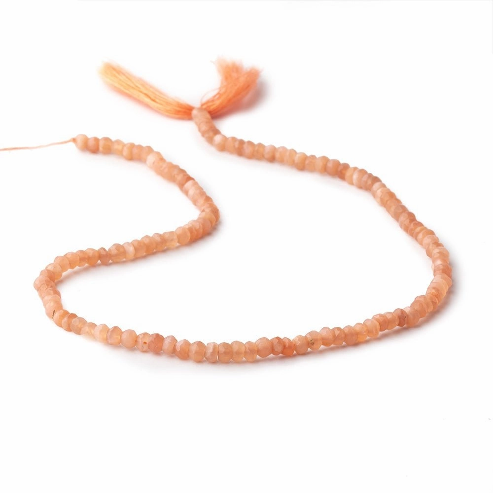 4mm Angel Skin Peach Moonstone faceted rondelles 12.5 inch 117 pieces