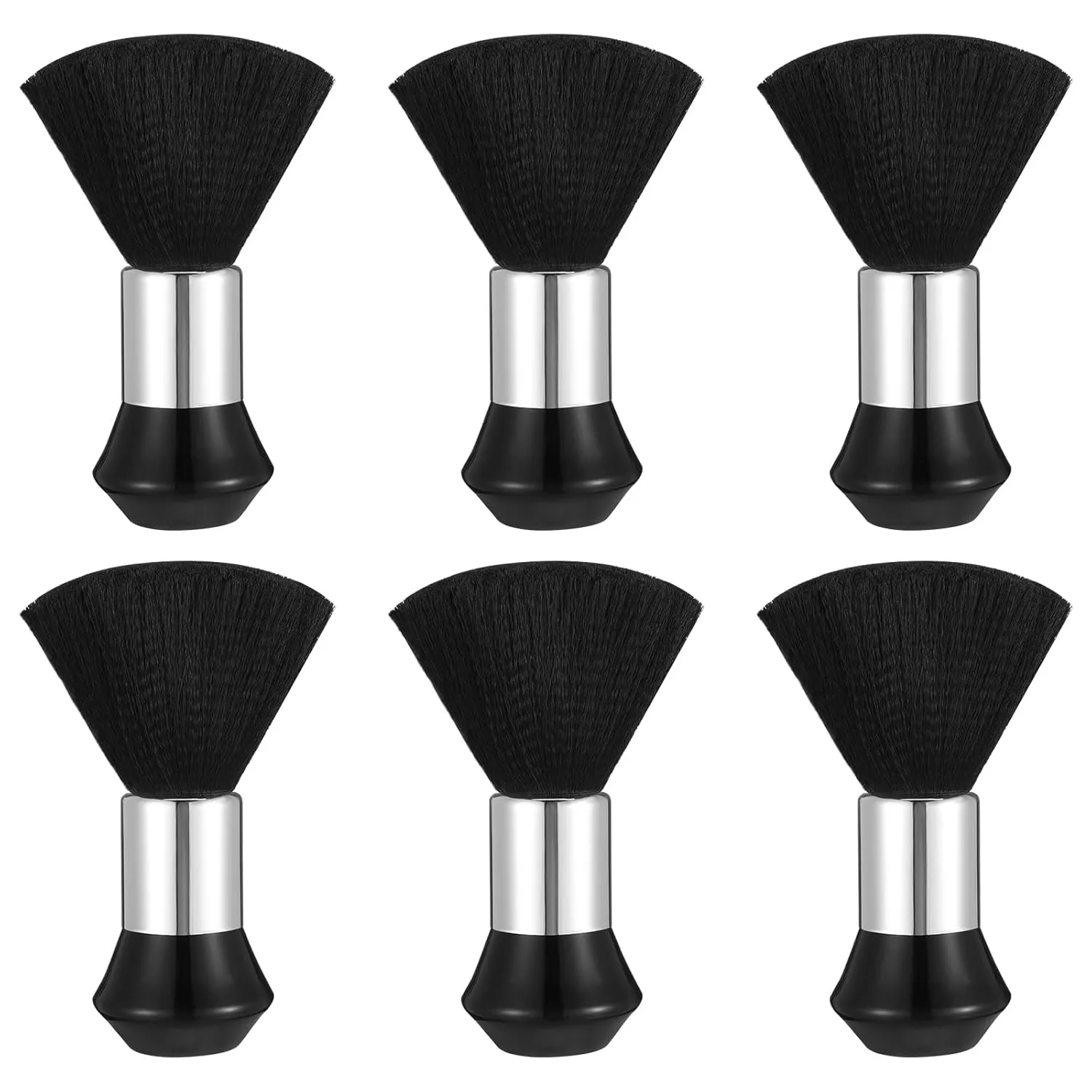 6-Piece Barber Neck Hair Brush Set - Soft Cutting Neck Duster with Plastic Handle Grip for Face Hair Cleaning