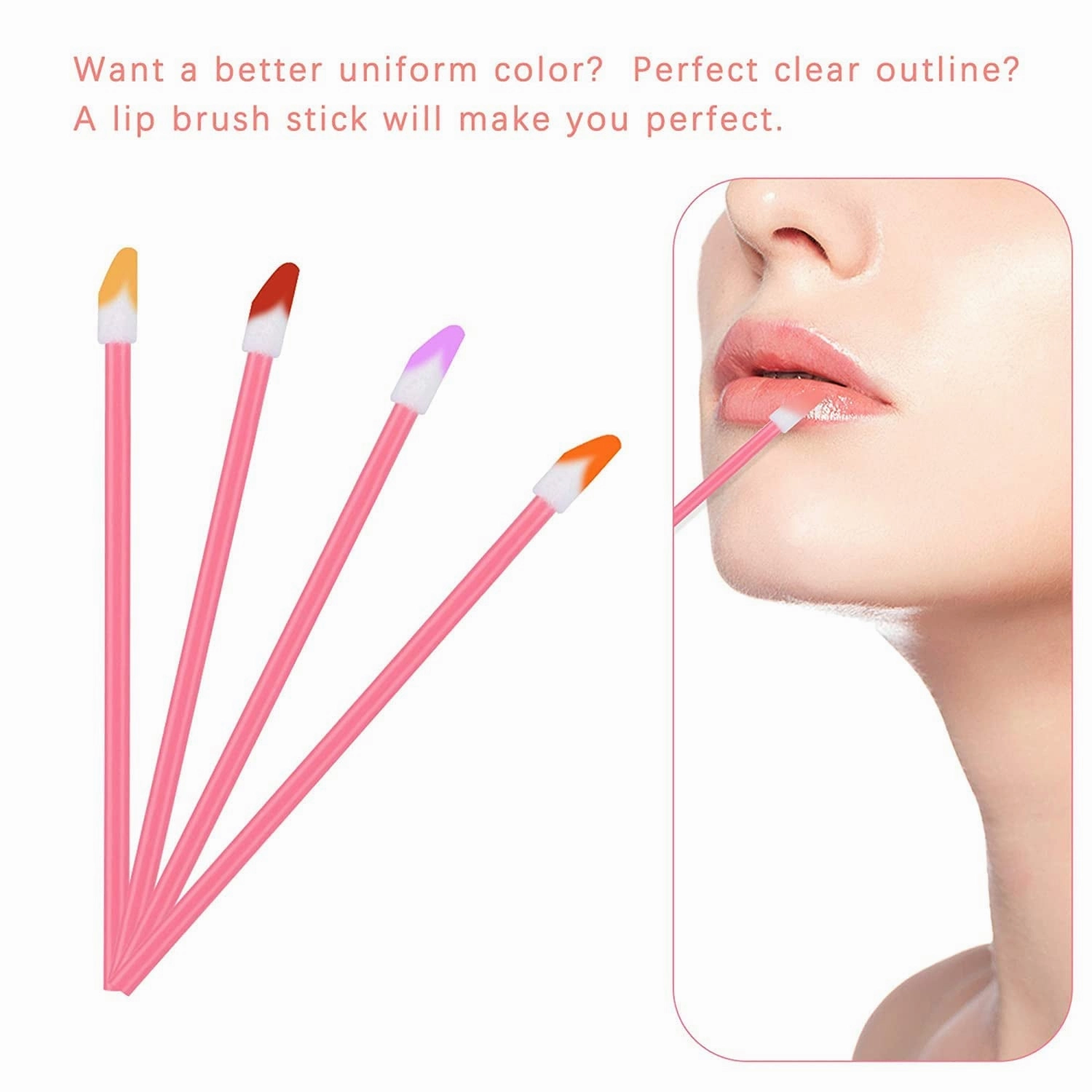 650PCS Disposable Lip Gloss Applicators Make up Brush Lipstick Wands Makeup Applicators Brushes Applicator Tool Makeup Beauty Tool Kits Disposable Lip Brushes Tool Kits Pink