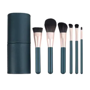 6pcs Makeup Brush Set Foundation Eye Shadow Brush Loose Powder Blush Lip Brush Same Color Storage Bucket