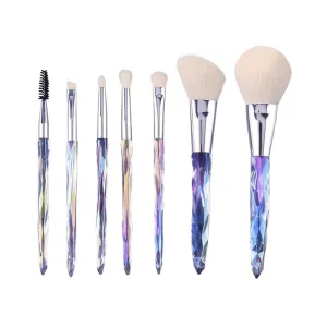 7 makeup brushes, dazzling crystal transparent handles, complete set of beauty tools, makeup brushes