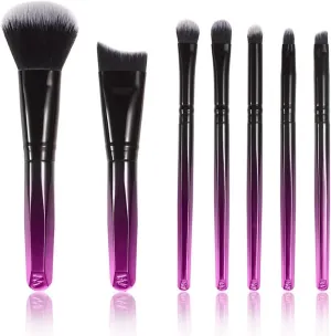 7pcs Mini Makeup Brush Set Gradient Color Portable Makeup Tools Travel Makeup Set Brushes(D)