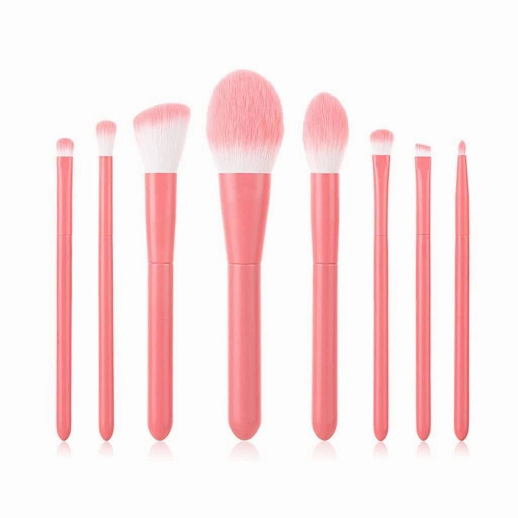 8 Makeup Brush Set Soft Brush Wooden Handle Beauty Tool Blush Powder Foundation Brush Makeup Brush(As shown,E)