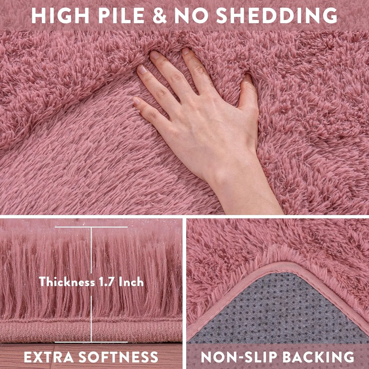 9x12 Large Rugs for Living Room, Blush Pink Area Rugs Soft Fluffy Furry Plush Bedroom Girls Room Carpet, Non-Slip Big Indoor Floor Rugs, Shag Throw Rug for Home Decor
