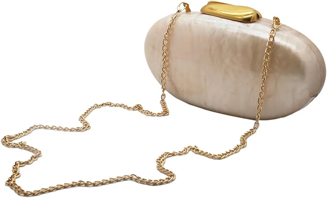 Acrylic Clutch Purse for Women Egg Shape Acrylic Handbags Cute Wedding Party Shoulder Crossbody Bag