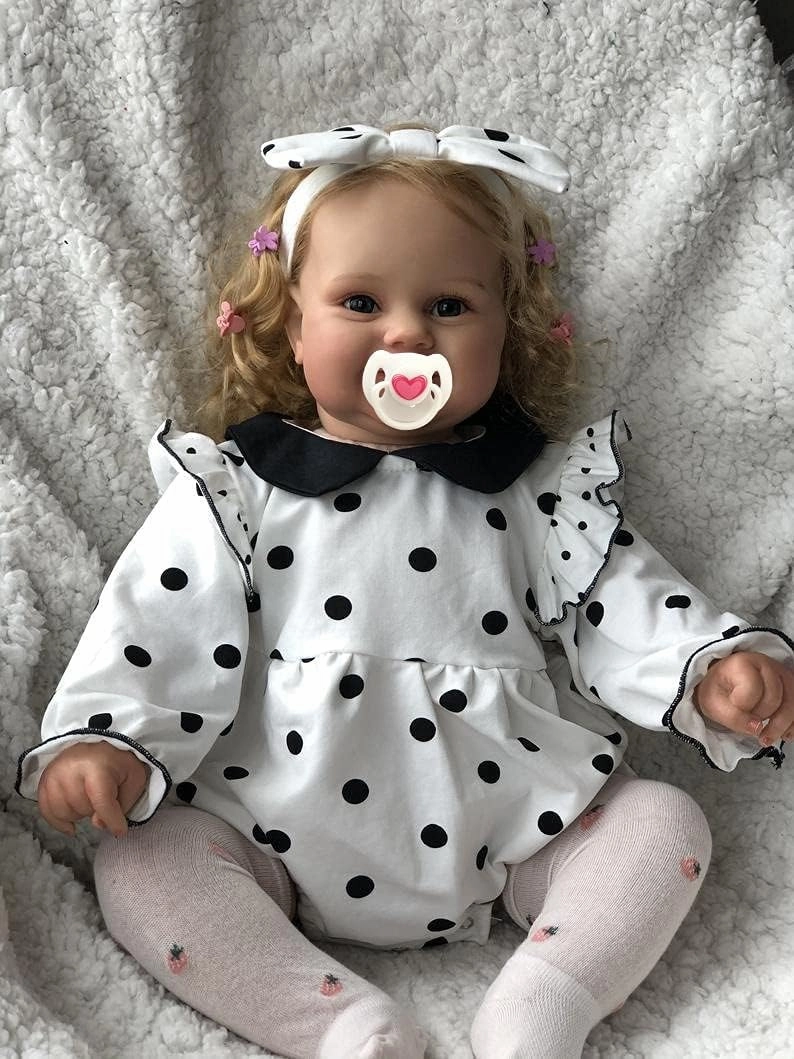 Anano Real Life Reborn Baby Dolls Realistic Newborn Baby Doll That Look Real Lifelike Baby Doll with Blood Vessels & Feeding Kit (White dot)