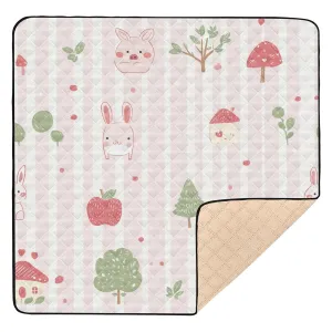 Animal Cartoon Blush Color Stripe Soft Foam Baby Playmat for Floor Cozy Breathable Padded Baby Mat for Baby Kids Toddlers Infants, 50'' x 50''