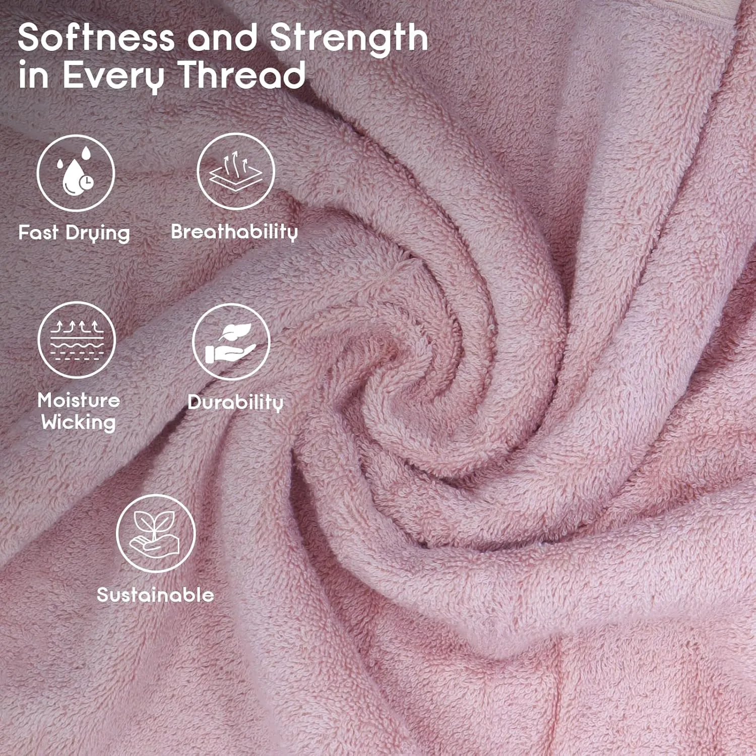 Ariv Towels Pack of 4, Premium 100% Cotton Bath Towel Set, Large 30" X 52", Super Soft, Quick Dry, Highly Absorbent, Durable Towels for Home, Bathroom, Gym, Pool, Beach, Hotel & Spa - Blush