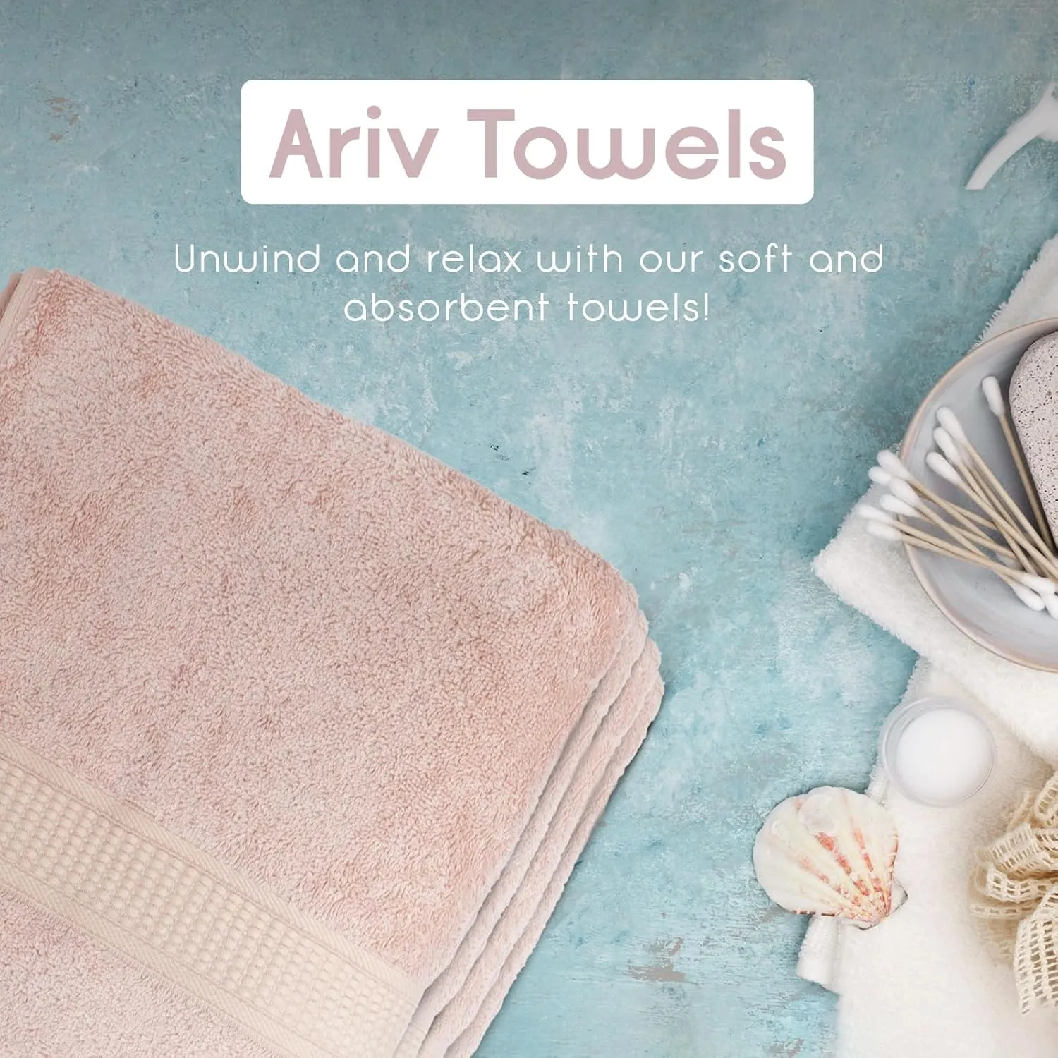 Ariv Towels Pack of 4, Premium 100% Cotton Bath Towel Set, Large 30" X 52", Super Soft, Quick Dry, Highly Absorbent, Durable Towels for Home, Bathroom, Gym, Pool, Beach, Hotel & Spa - Blush