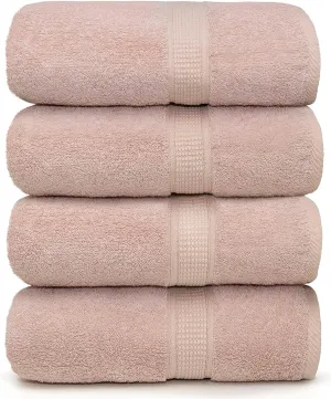 Ariv Towels Pack of 4, Premium 100% Cotton Bath Towel Set, Large 30" X 52", Super Soft, Quick Dry, Highly Absorbent, Durable Towels for Home, Bathroom, Gym, Pool, Beach, Hotel & Spa - Blush
