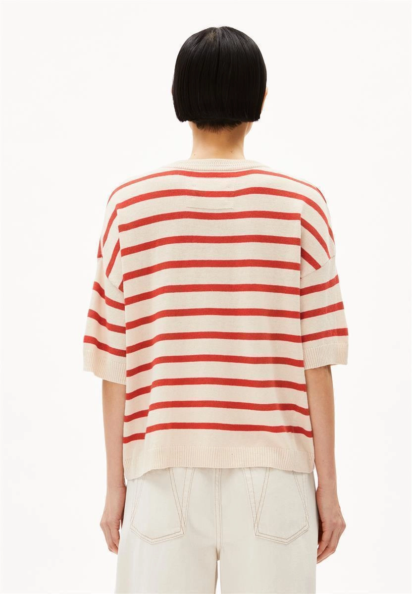 ARMEDANGELS Lizaa Lino Stripes raw white-coral blush