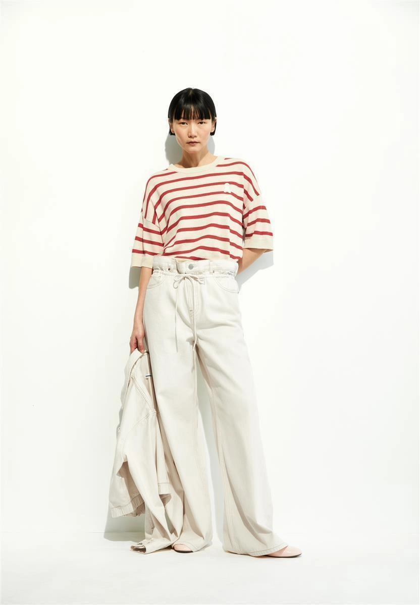 ARMEDANGELS Lizaa Lino Stripes raw white-coral blush