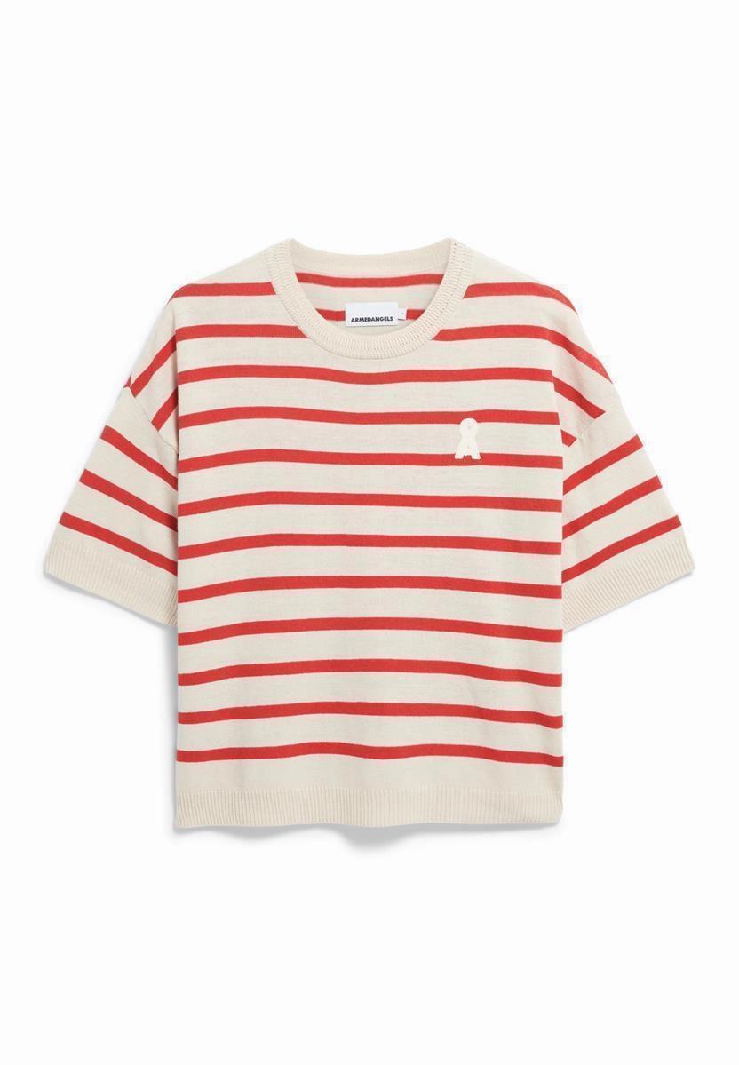 ARMEDANGELS Lizaa Lino Stripes raw white-coral blush