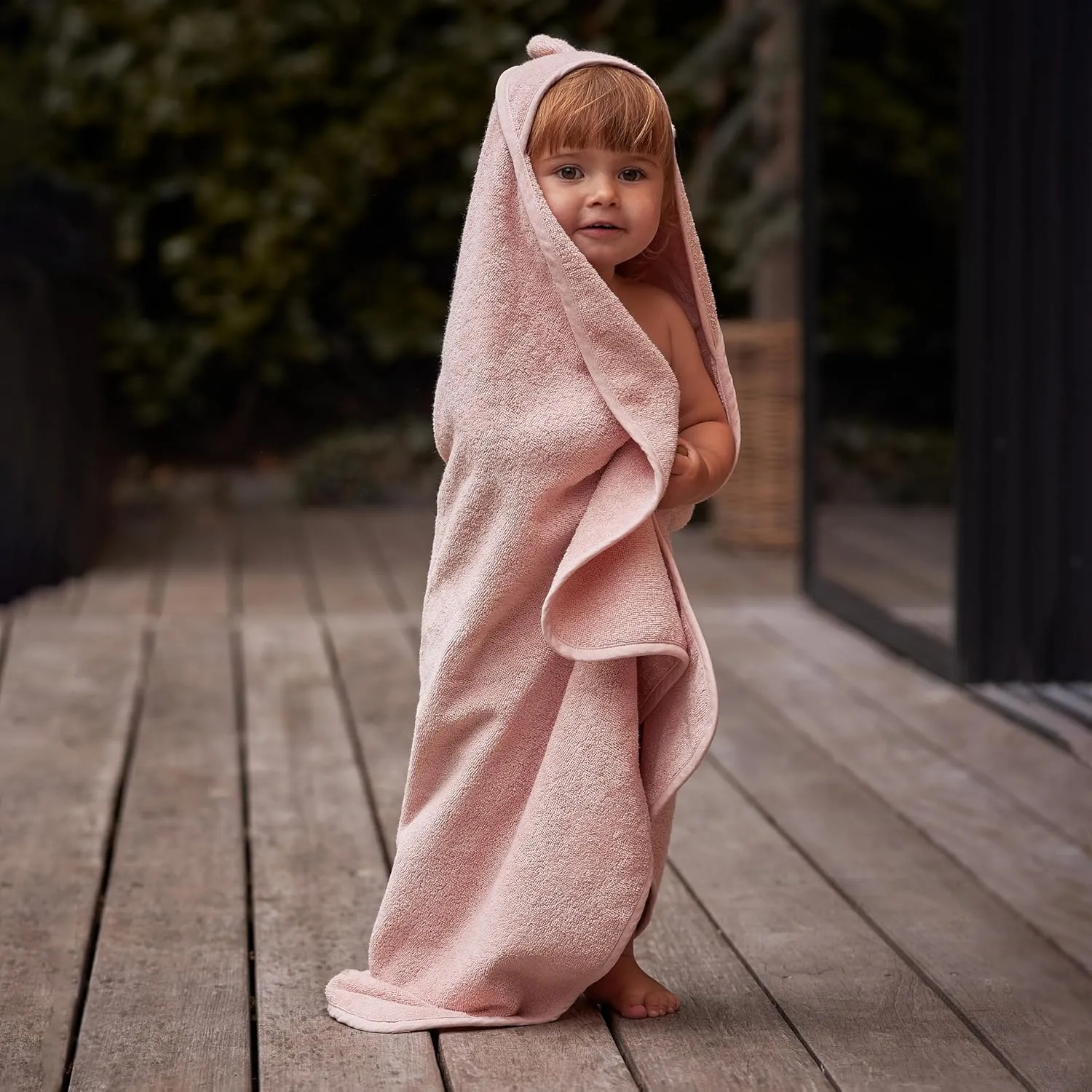 Baby Hooded Towel – Organic Cotton Baby Bath Towels, 32" x 32" Super-Soft and Absorbent Baby Towels for Newborn 2-Pack (Rabbit Blush/Bear Fog)