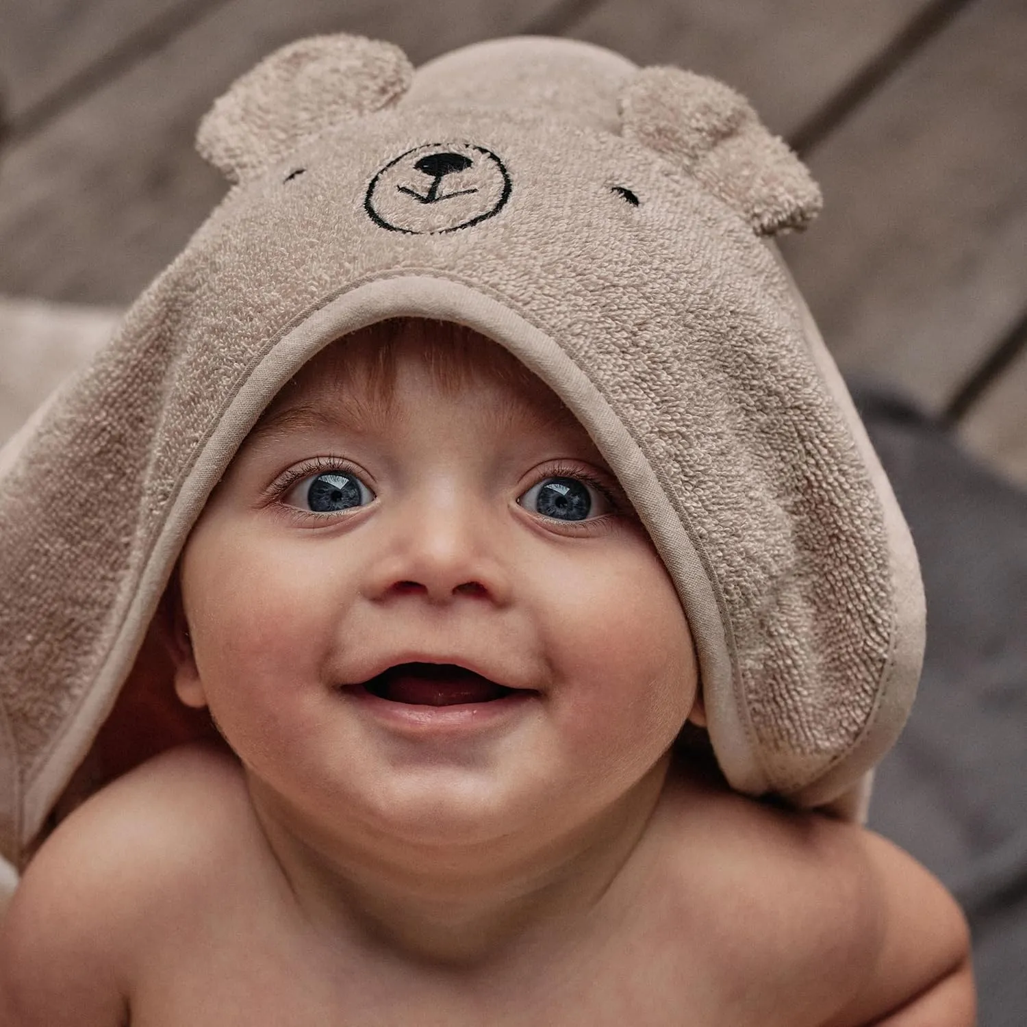 Baby Hooded Towel – Organic Cotton Baby Bath Towels, 32" x 32" Super-Soft and Absorbent Baby Towels for Newborn 2-Pack (Rabbit Blush/Bear Fog)