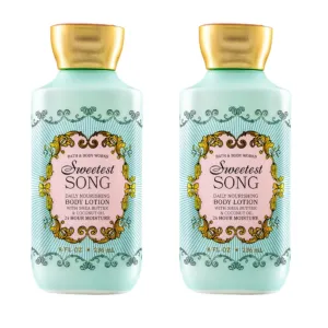Bath and Body Sweetest Song Daily Nourishing Body Lotion 8 fl oz (2-Pack) with Shea Butter & Coconut Oil, 24-Hour Moisture for Soft Skin