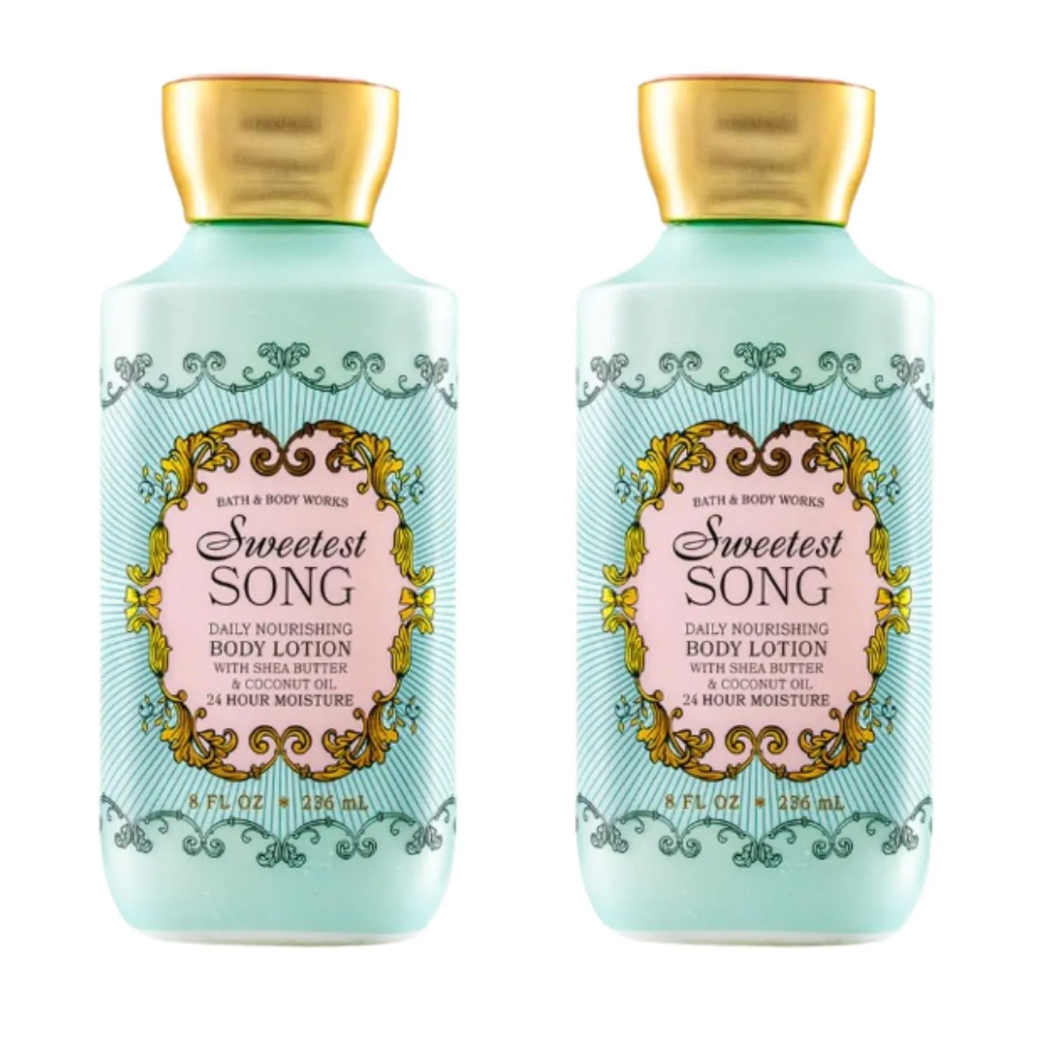 Bath and Body Sweetest Song Daily Nourishing Body Lotion 8 fl oz (2-Pack) with Shea Butter & Coconut Oil, 24-Hour Moisture for Soft Skin