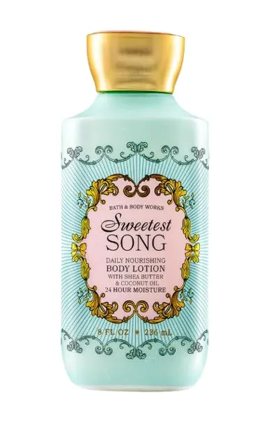 Bath and Body Sweetest Song Daily Nourishing Body Lotion with Shea Butter & Coconut Oil, 8 fl oz – Long-Lasting Moisturizer for Soft Skin, Fruity Musk Scent