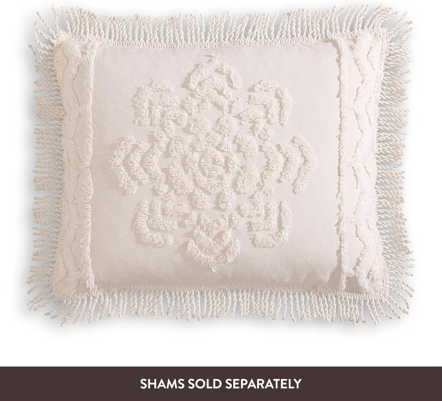 Beatrice Home Fashions Full, Blush, Lotus Medallion 100% Cotton Chenille Bedspread, Soft, Cozy, Lightweight, Fringe