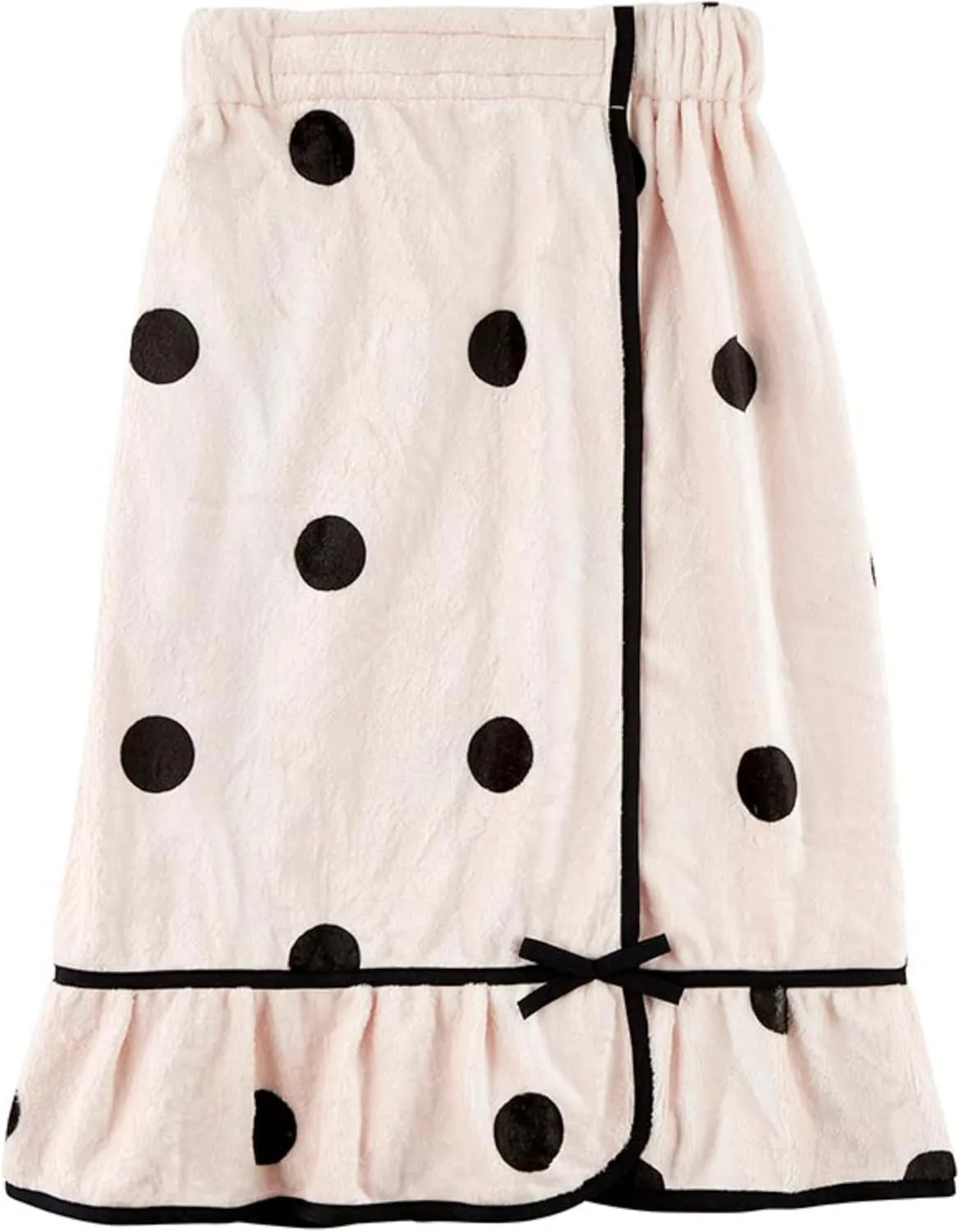 Bella Blissfully Cozy Ultra-Soft Plush Polyester One Size Fits Most Women's Spa Shower Wrap Bath Robe Towel with Ruffle, Blush Dot