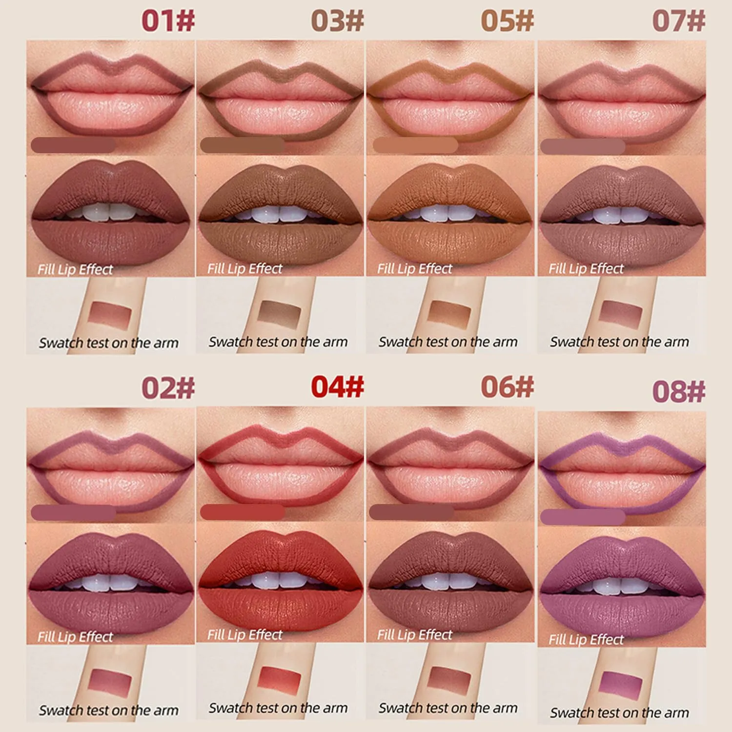Benighty Liquid Lip Liner, Quick-Drying Liquid Lip Stain, Lip Stain Long Lasting Waterproof (Seven colors-A, one size)