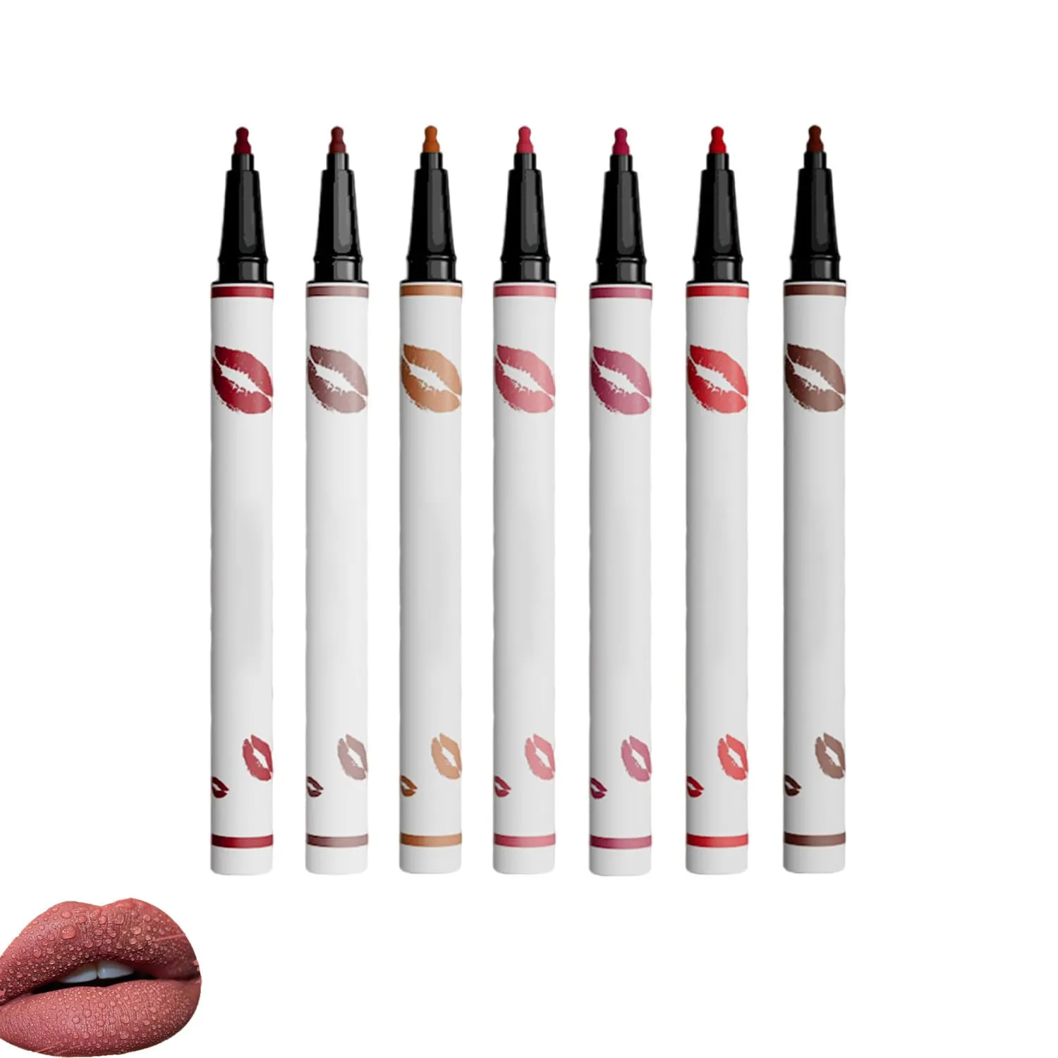 Benighty Liquid Lip Liner, Quick-Drying Liquid Lip Stain, Lip Stain Long Lasting Waterproof (Seven colors-A, one size)
