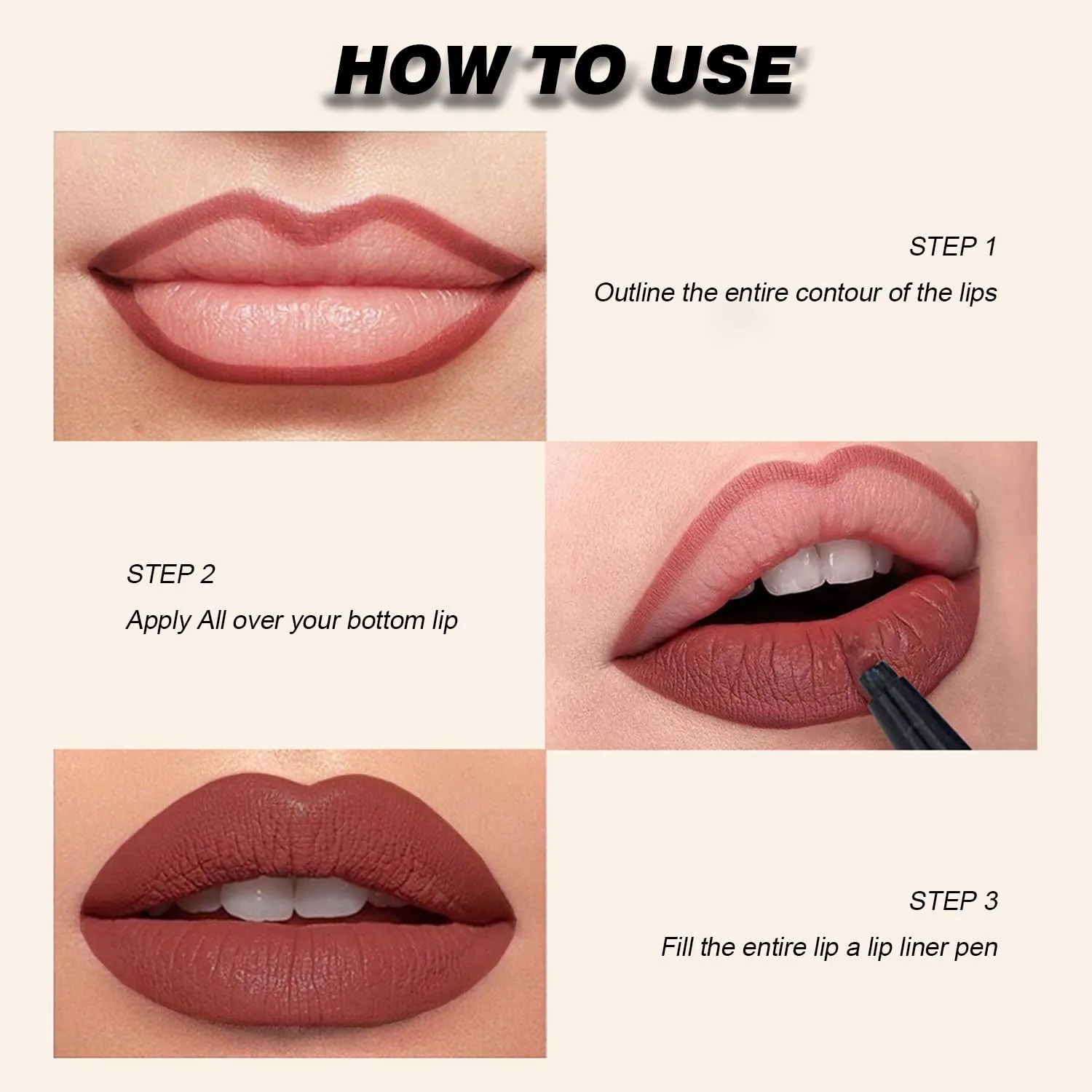 Benighty Liquid Lip Liner, Quick-Drying Liquid Lip Stain, Lip Stain Long Lasting Waterproof (Seven colors-A, one size)