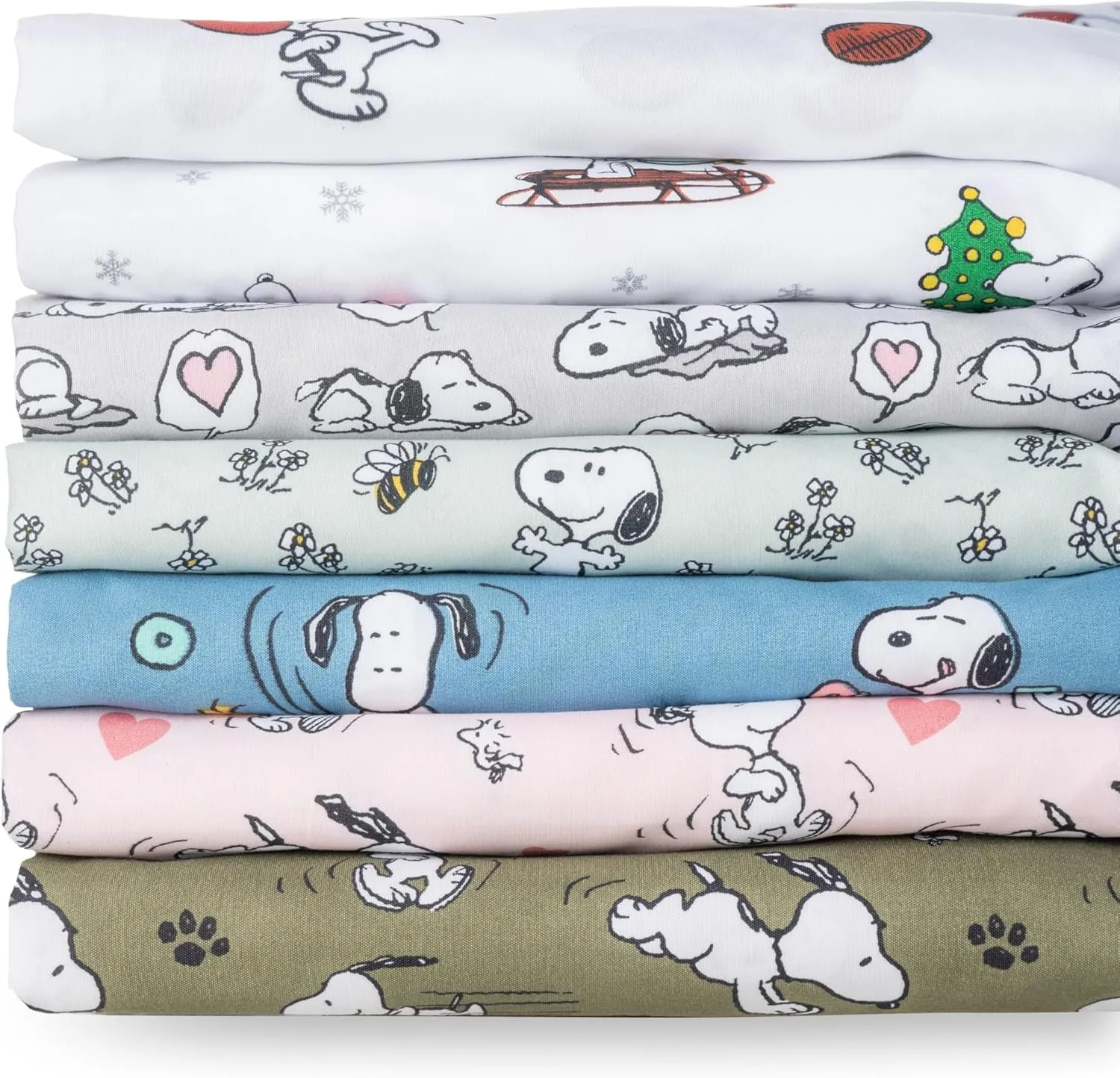 Berkshire Blanket Peanuts® Fitted Sheet Queen Size, Cute Character Snoopy Microfiber Sheet with Deep Pocket, Soft and Breathable, Mini Peanuts Poses and Hearts Blush