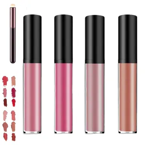 Beryse Lip Stain Oil, Beryse Staining Lip Oil, Hailnrothwad Lipstick, 12 Colors Cream Texture Lipstick, Long-Lasting Moisturizing, Smooth Application, Non-stick to Cup Non-fading (4PCS-C)