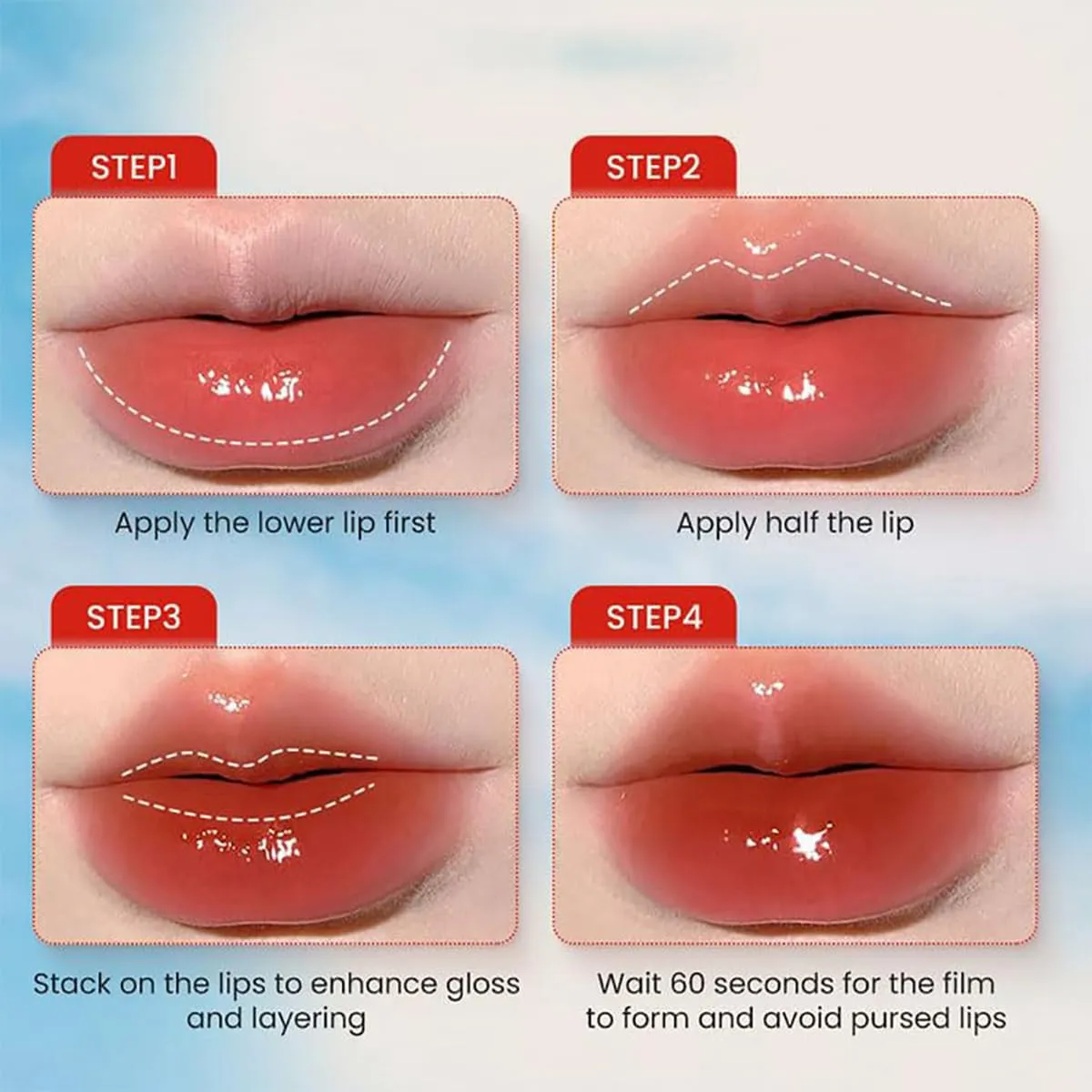 Beryse Lip Stain Oil, Beryse Staining Lip Oil, Hailnrothwad Lipstick, 12 Colors Cream Texture Lipstick, Long-Lasting Moisturizing, Smooth Application, Non-stick to Cup Non-fading (4PCS-C)