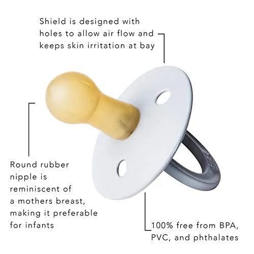 BIBS Pacifiers Colour Collection | Natural Rubber Baby Pacifier | Set of 2 BPA-Free Soothers | Made in Denmark | 18  Months (Pack of 2) | Blush Night