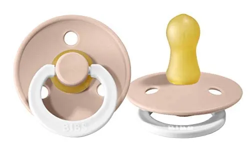 BIBS Pacifiers Colour Collection | Natural Rubber Baby Pacifier | Set of 2 BPA-Free Soothers | Made in Denmark | 18  Months (Pack of 2) | Blush Night