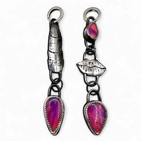 Big Splash Kiss and Lipstick Huggie Hoop Earrings with Triple Aura Opal