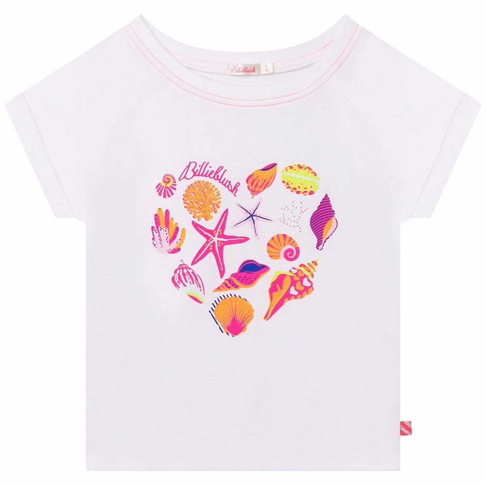 Billie Blush - Heart Shaped Shell Print Tee - White