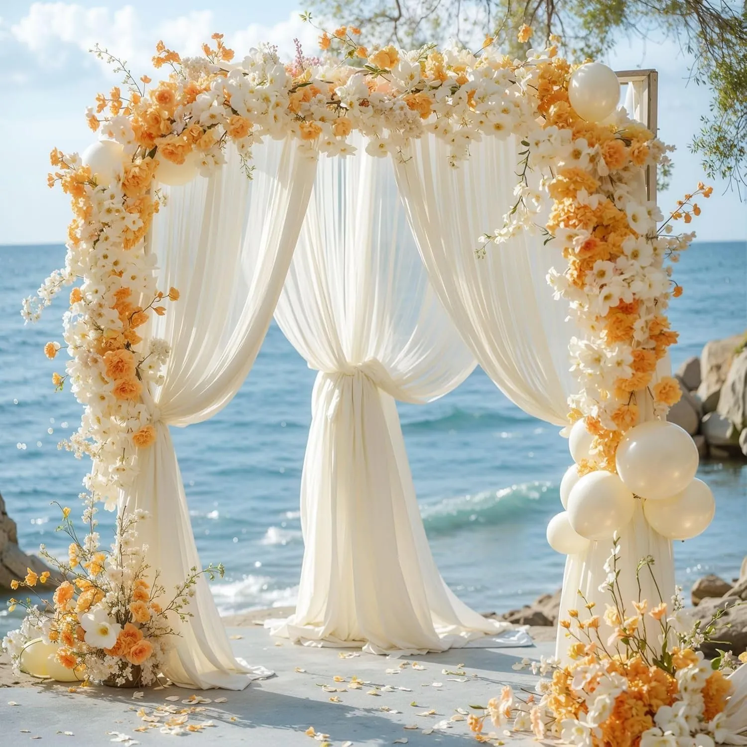 Blush Pink Backdrop Curtain Pink Drapes for Backdrop Chiffon Sheer Curtains Wedding Backdrop Wall Curtains for Bridal Shower Birthday Party Photo Backdrop Decoration - 2 Panels 5ft X 10ft